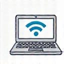Icono de una computadora portátil con una conexión a internet, simbolizando flexibilidad online