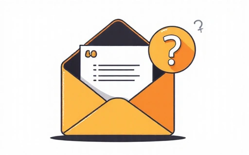 Ilustración de un buzón de correo electrónico con un sobre y un signo de interrogación, invitando al contacto.